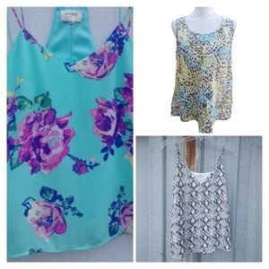 Trio Bundle Of Vibrant Floral & Patterned Tank Tops Everly Hot Cotton Socialite